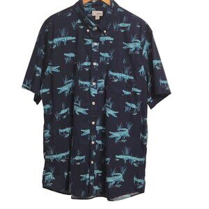 SONOMA Men’s XXL Tall Shirt Alligator Print Button Front Short Sleeve